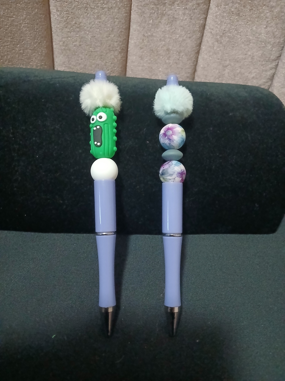 Lavender Decorative Ballpoint Pens with Pom-Pom Toppers